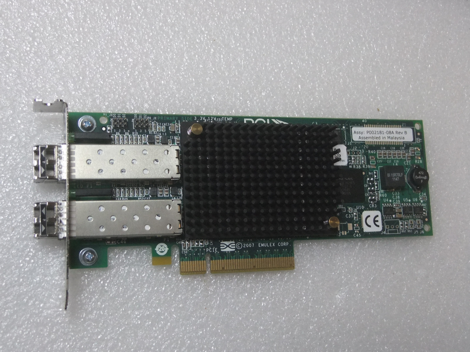 Sun/Emulex 8GB Dual Port Fibre Channel LPE12002 PCI-e Low Pro 371-4306-01 