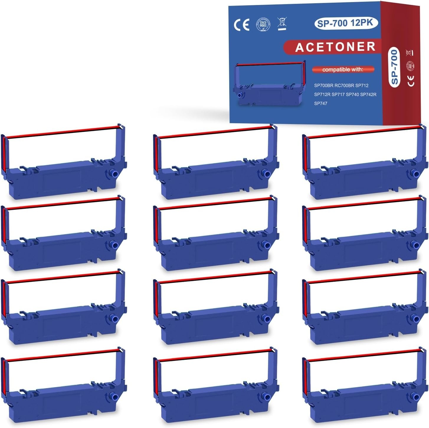 12 Pack SP700 Ribbon for SP700 Printer Ribbon Black and Red SP700 SP-700 RC70...