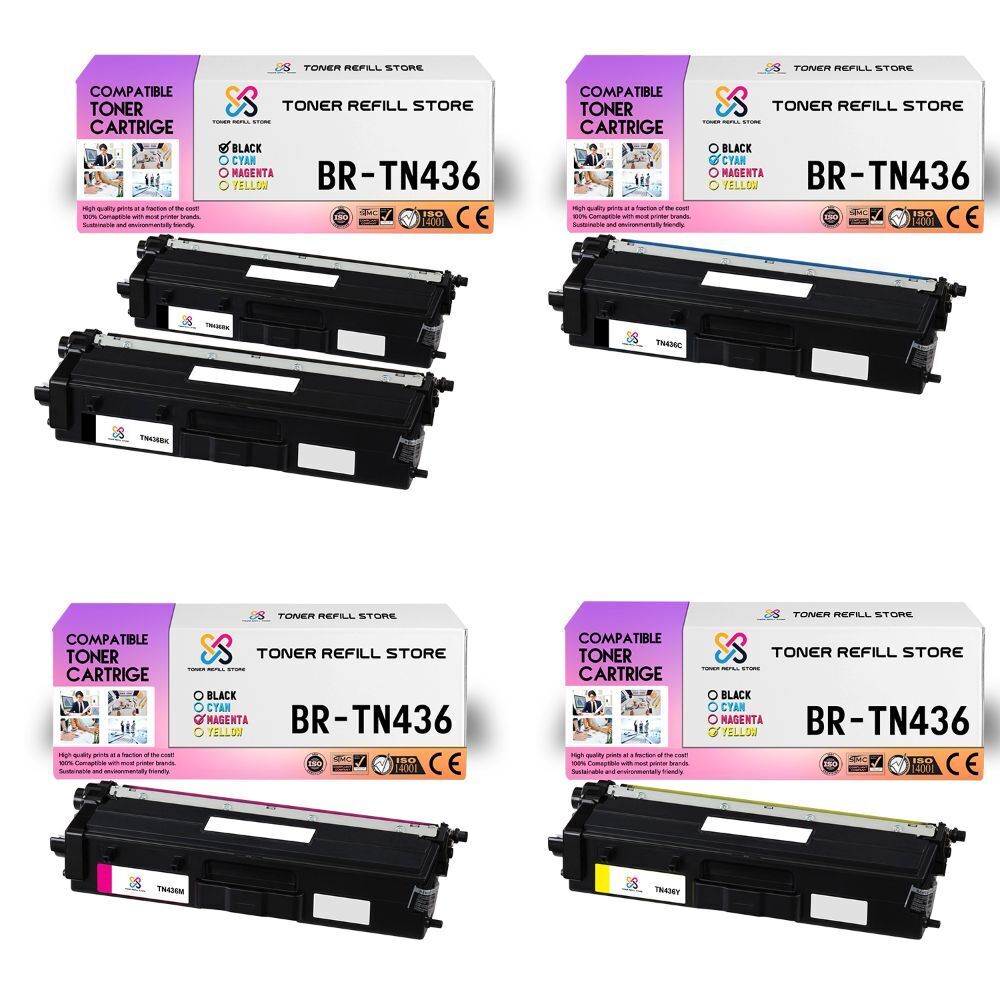 5Pk TRS TN436 BCMY Hi-Yield Compatible for Brother HLL8260CDW Toner Cartridge