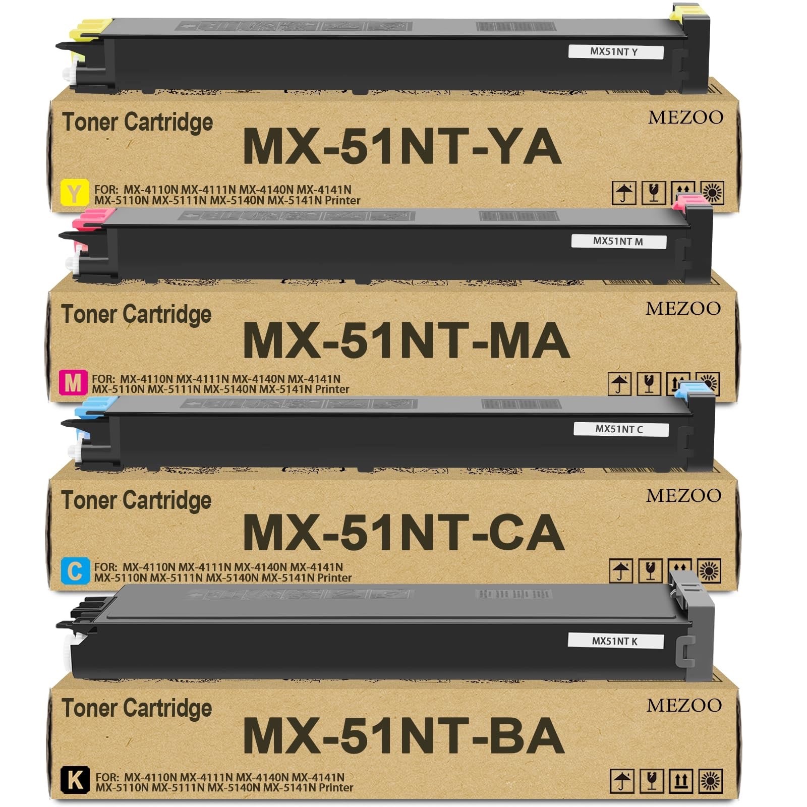 MX-51NT Toner Cartridge CMYK Set (4) NEW OEM Sealed MX-51NT-BA -CA -MA -YA