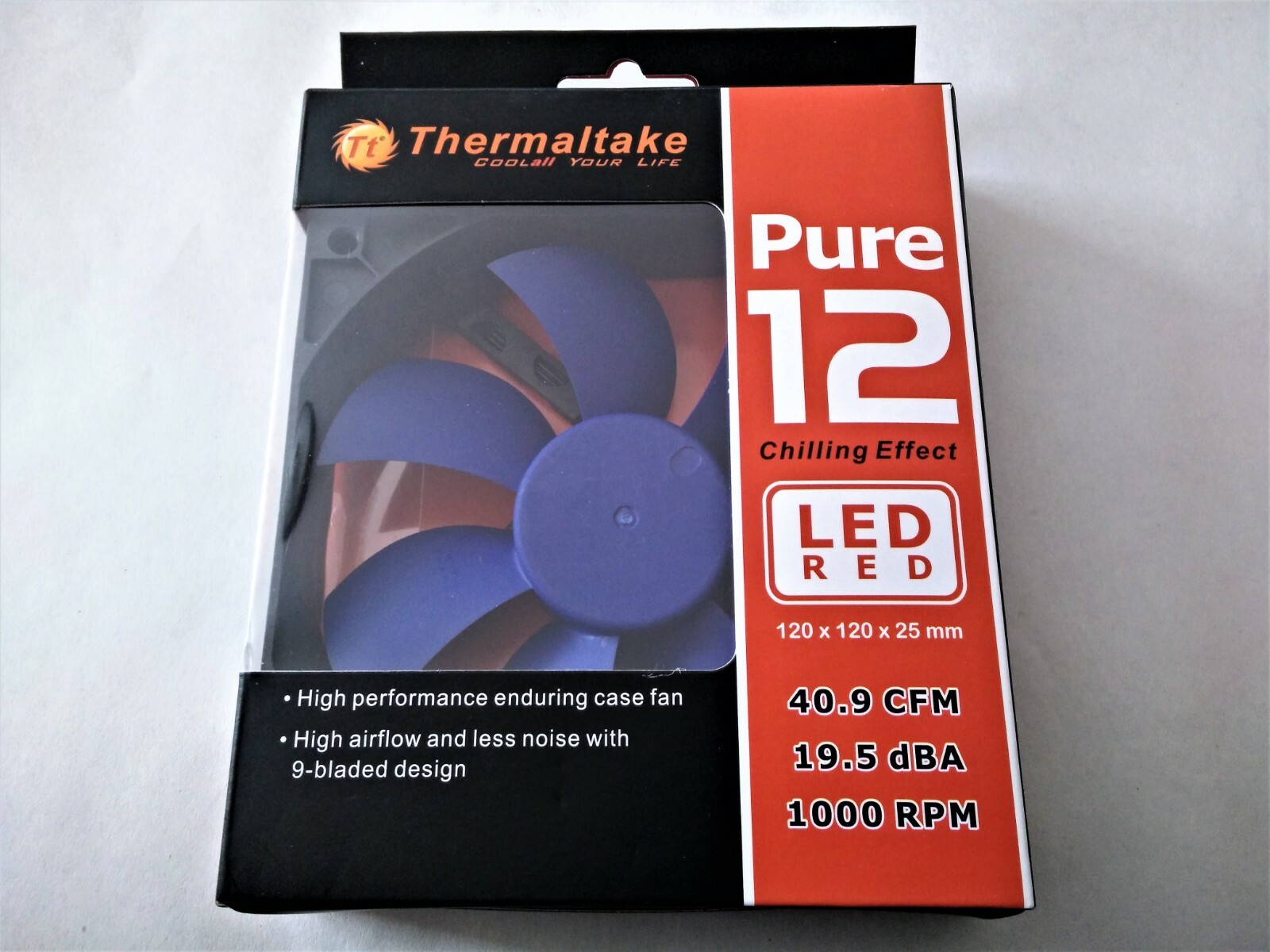 NEW Thermaltake CL-F019-PL12RE-A 120mm Pure Series Quiet High Airflow Case Fan