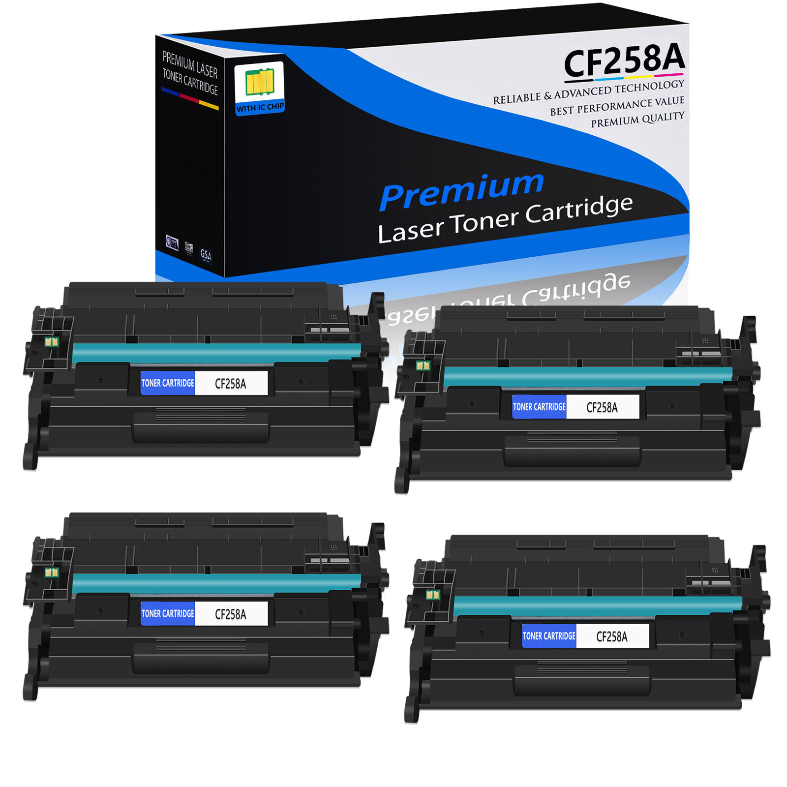 4PK CF258A 58A For HP 58A Toner With Chip LaserJet Pro M404dw M428 M428fdn M404
