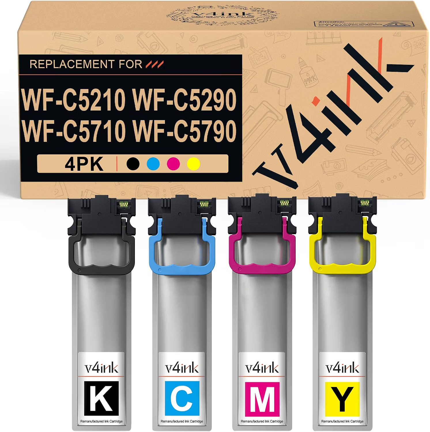 NEW 4PK T902XL T902 Ink Cartridge For Epson WorkForce WF-C5210 WF-C5290 WF-C5710