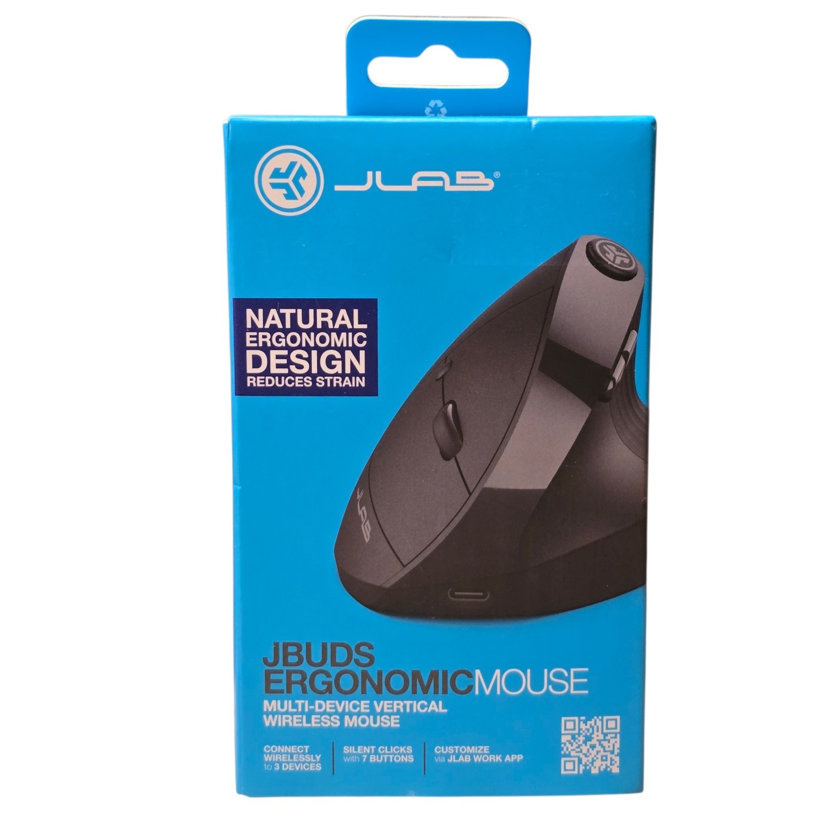 JLab JBuds 2.4G Wireless Bluetooth Vertical Ergonomic Optical Mouse Black Sealed