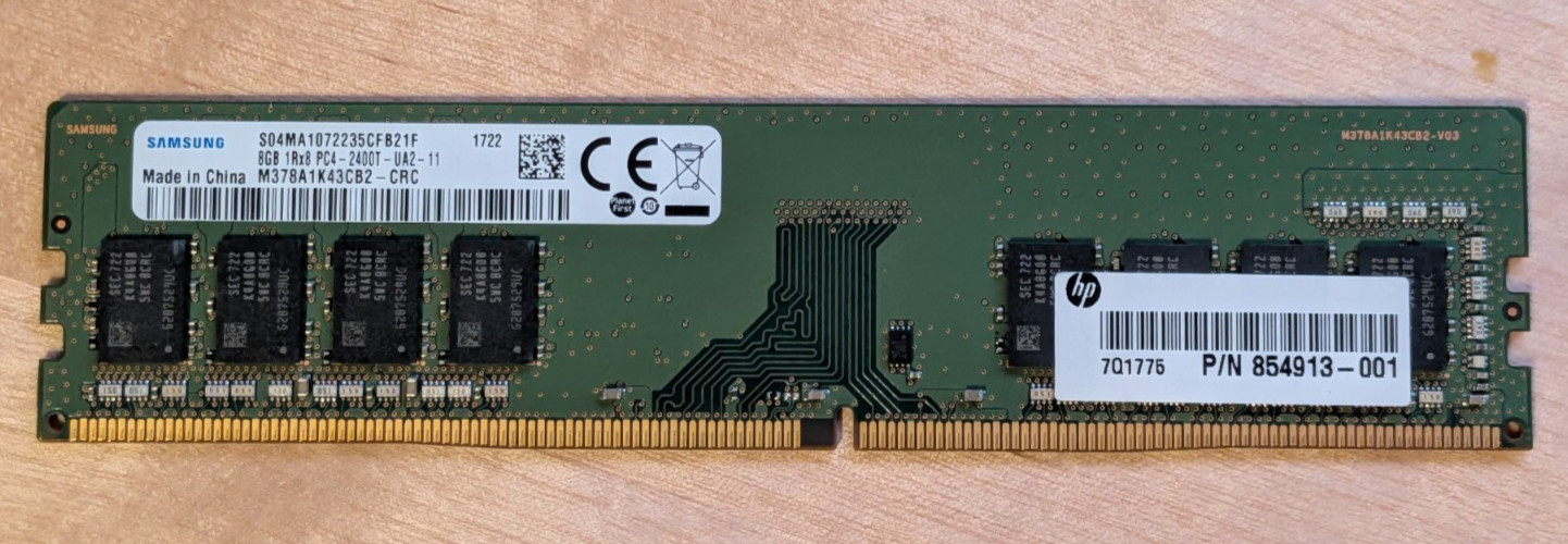 Samsung 8GB (1x8GB) 1Rx8 Desktop RAM PC4-2400T-UA2-11 M378A1K43CB2-CRC