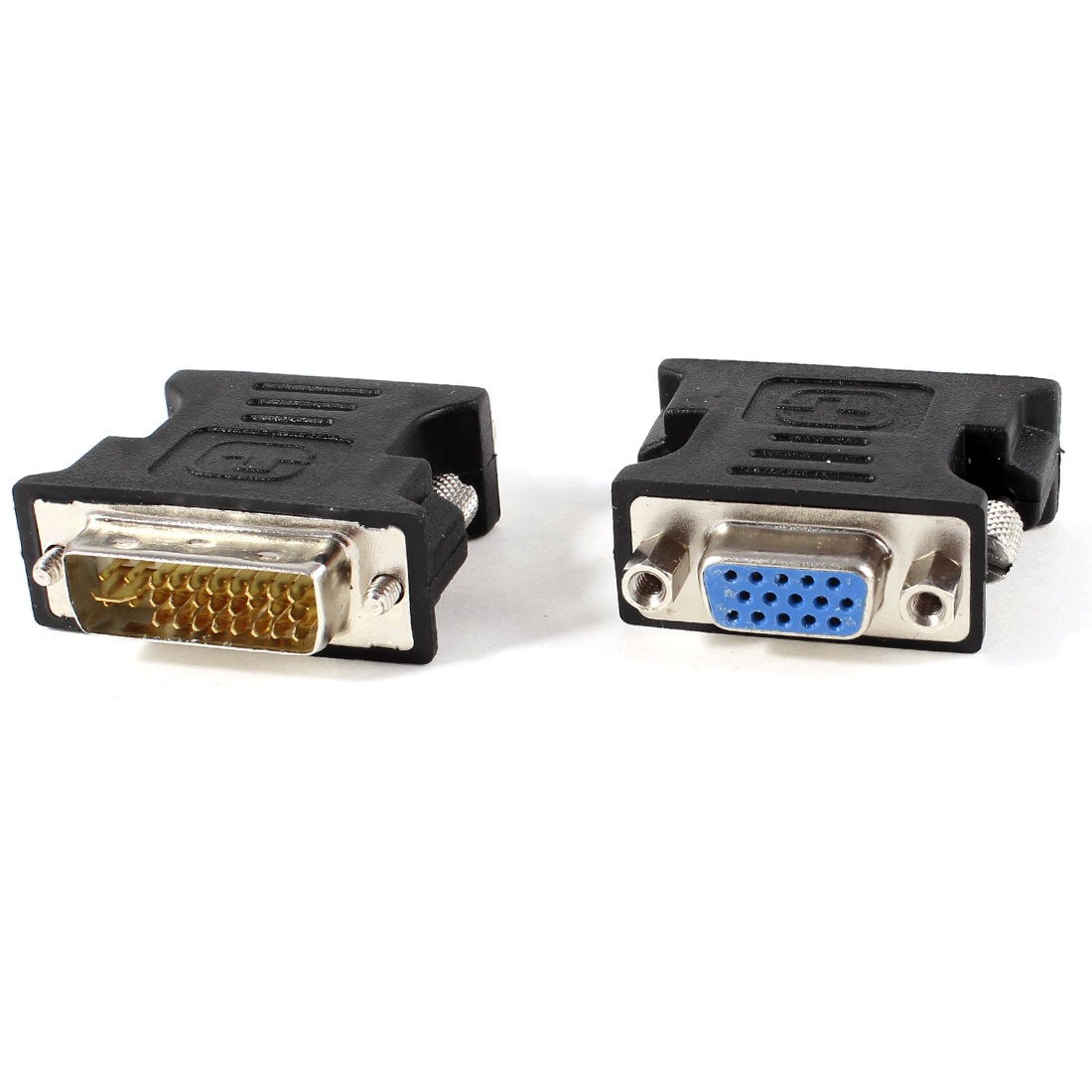2pcs PC DVI-I 24+5 Pin Male to VGA HD15 Female Video Adapter Convertor Black
