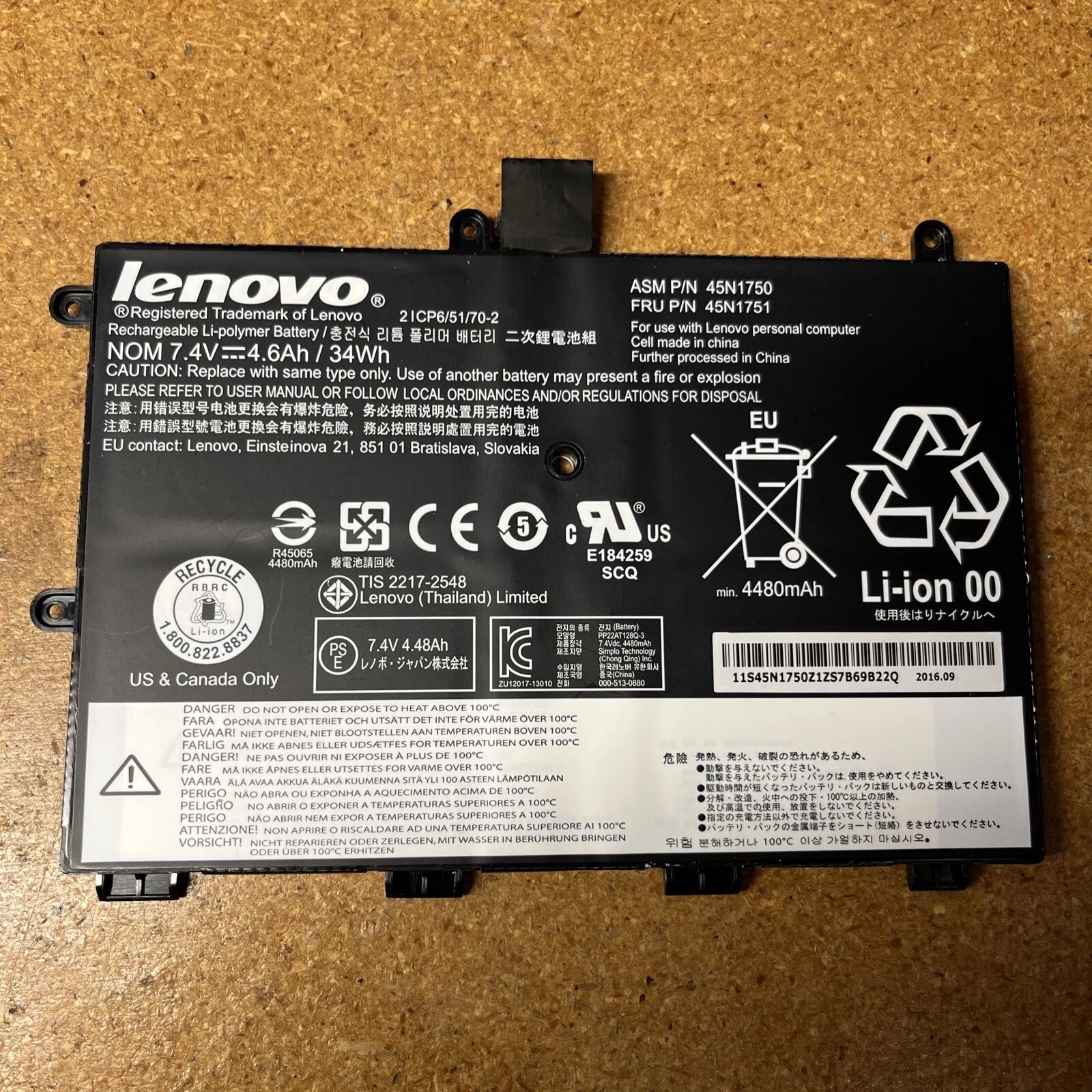 Original 34WH 45N1751 Battery For Lenovo ThinkPad Yoga 11e 45N1748 45N1749 NEW