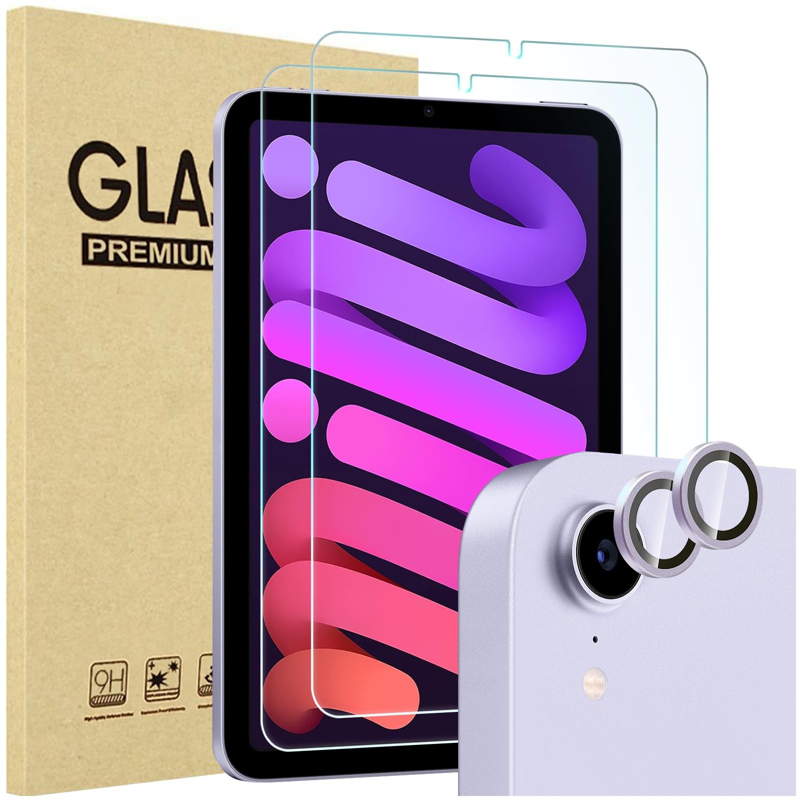 ProCase 2 Pack Screen Protector for iPad Mini 7th(A17 Pro)/Mini 6th, Purple