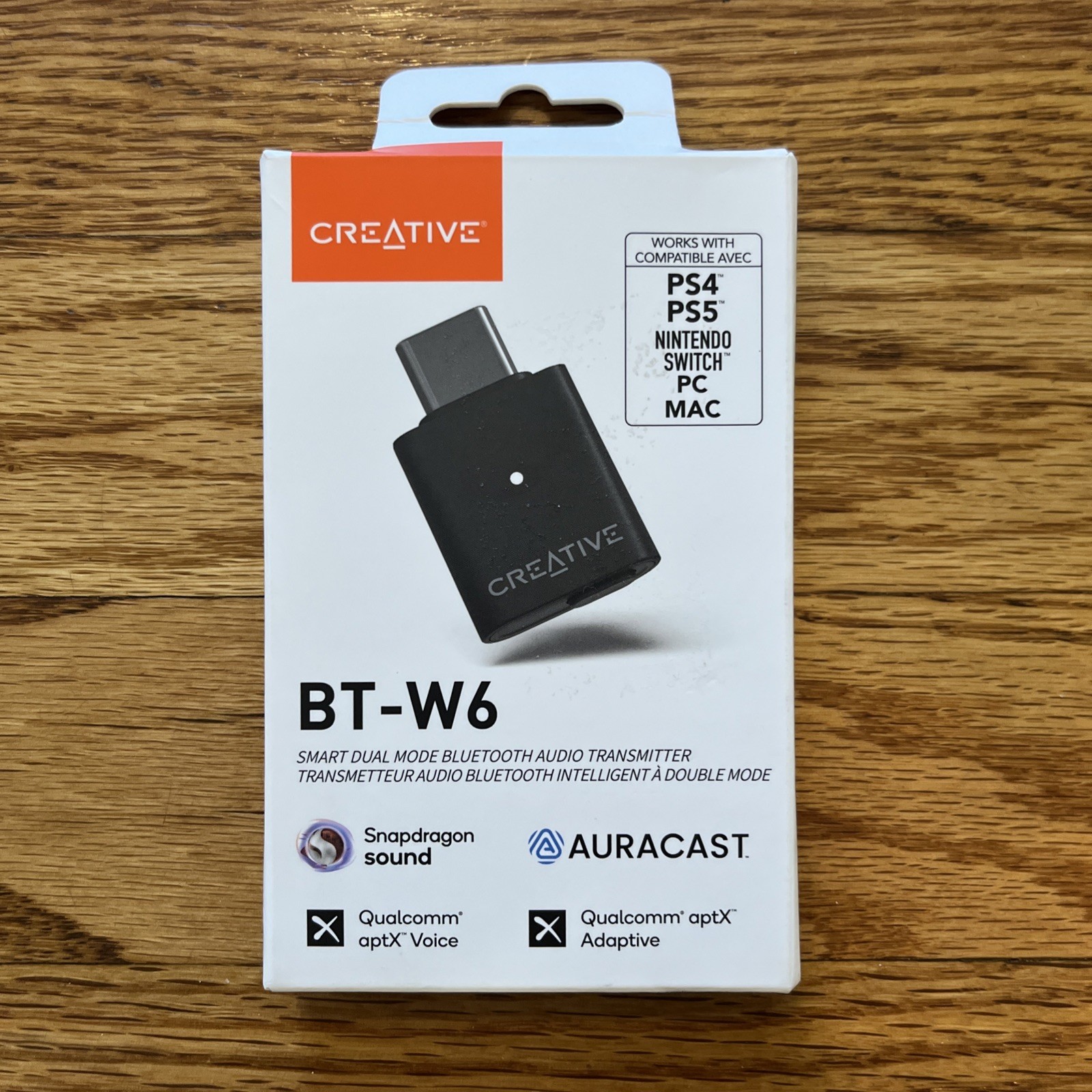 Creative BT-W6 Smart Bluetooth 5.4 Audio Transmitter | aptX Lossless | Auracast