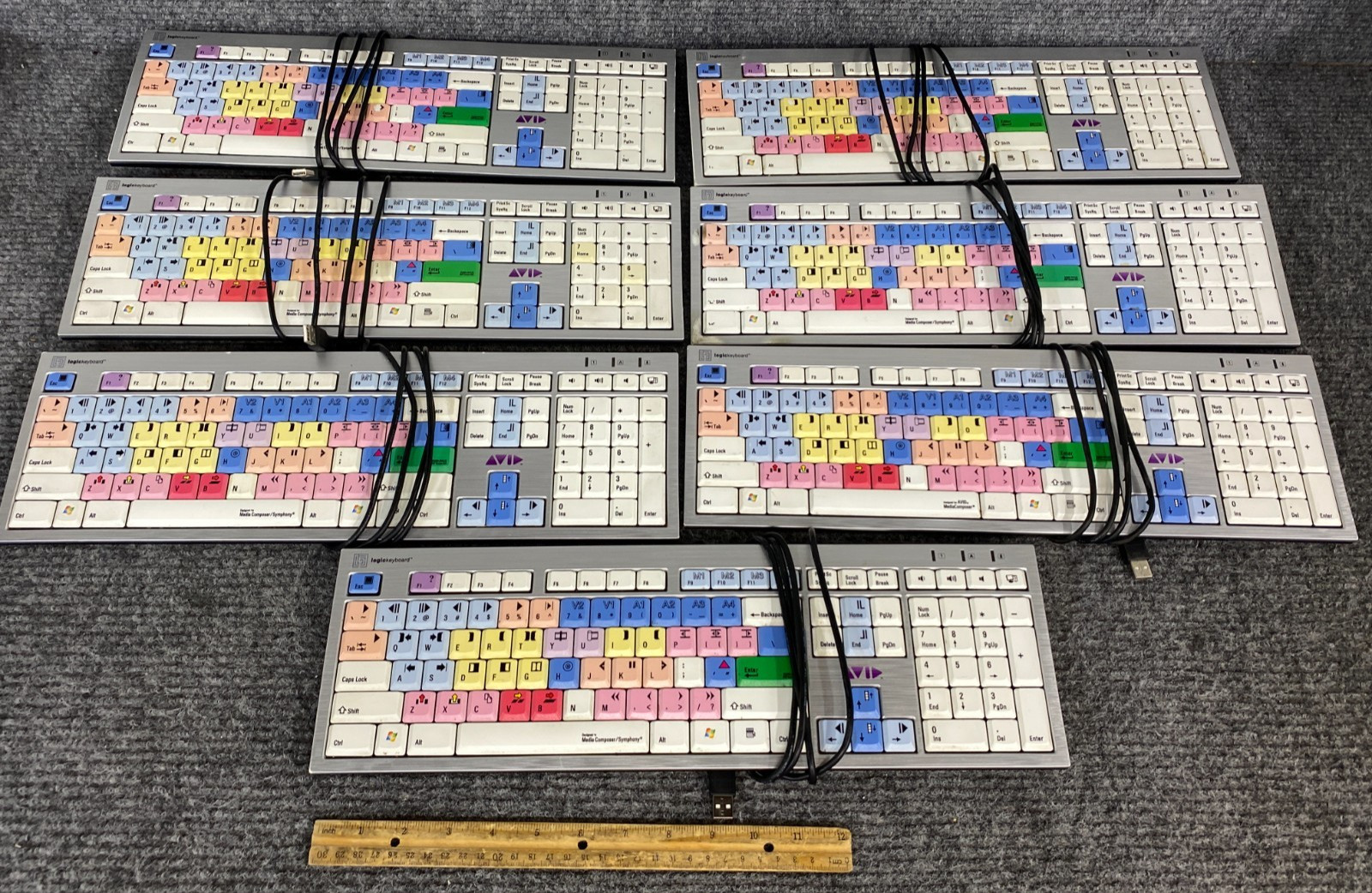 Lot of 7 LogicKeyboard LXH-JME7596H USB Shortcut Keyboards, Avid Media Composer