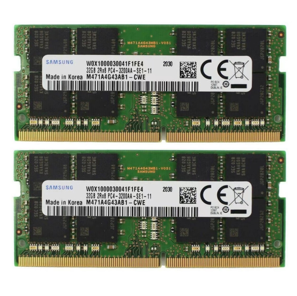 Samsung 64GB (2X32GB) DDR4 3200MHz PC4-25600 SODIMM Memory Ram M471A4G43AB1-CWE
