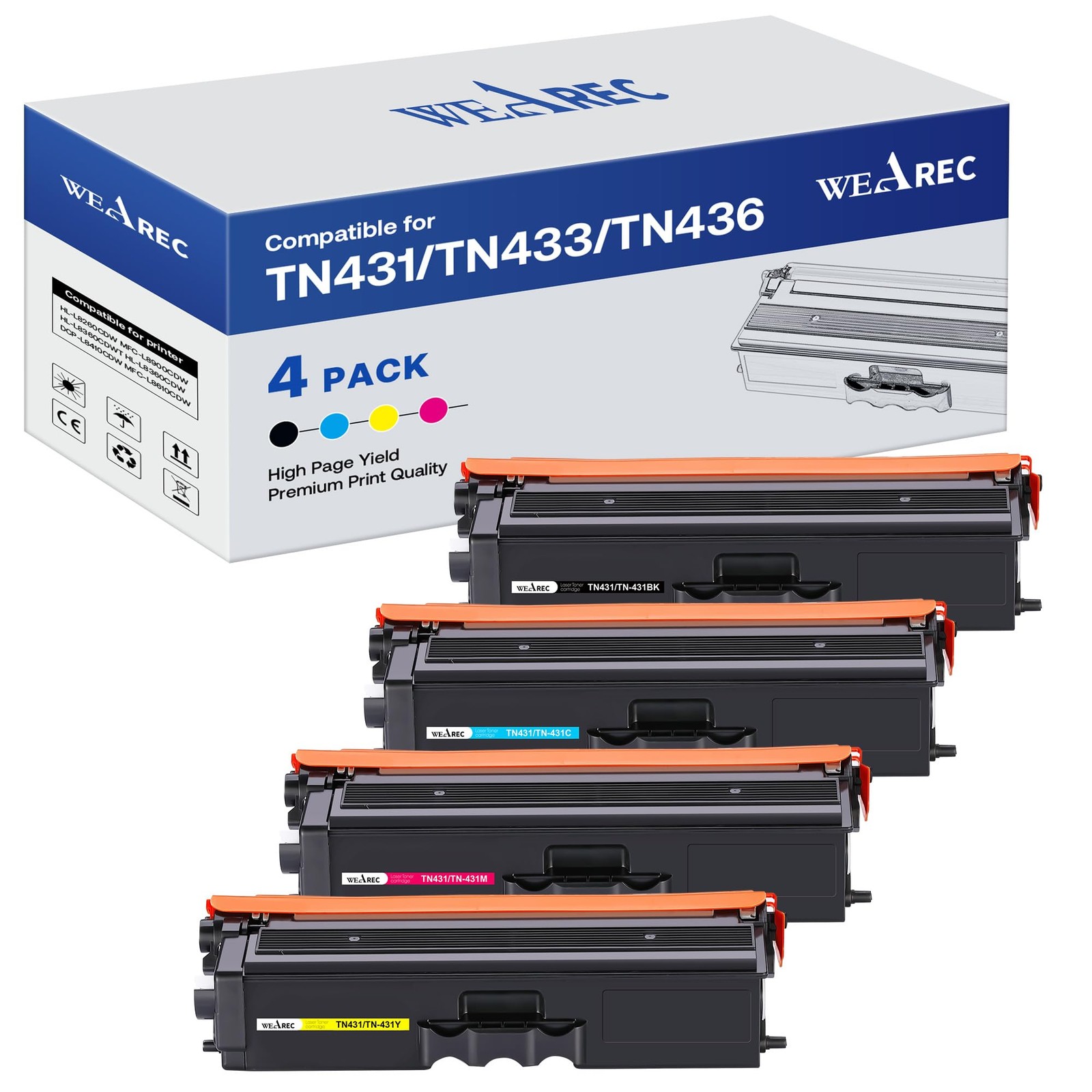 TN431 for Brother TN-431 TN433 TN-433 TN436 TN-436 Toner Cartridges for Broth...
