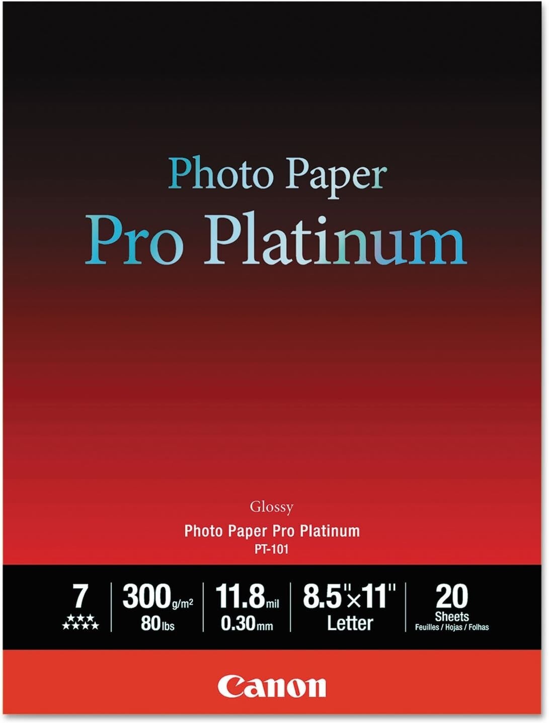 Canon 2768B022 Photo Paper Pro Platinum, 8.5 x 11 Inches, 20 Sheets
