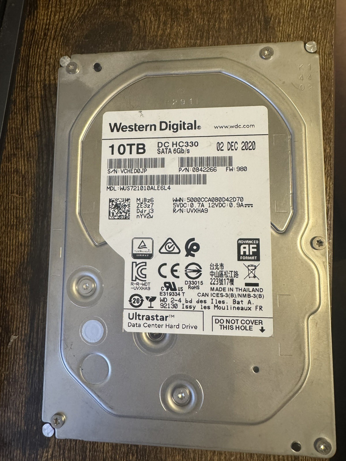 WD DC HC330 10TB 7.2K RPM SATA 3.5" HDD WUS721010ALE6L4 #1