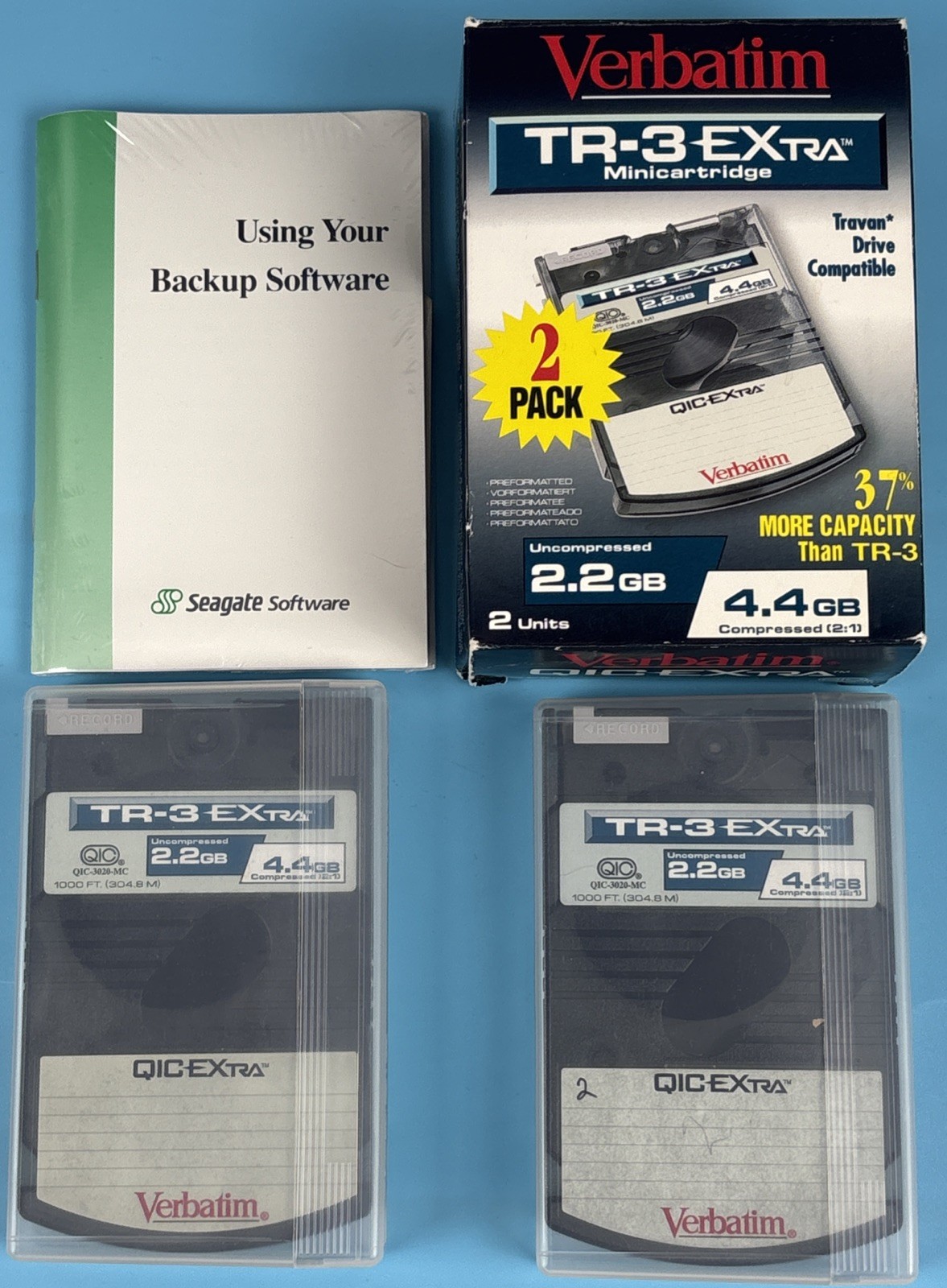 Vtg 1996 2-Pack Verbatim TR-3 EXtra 2.2GB (each; total 4.4GB) Minicartridges