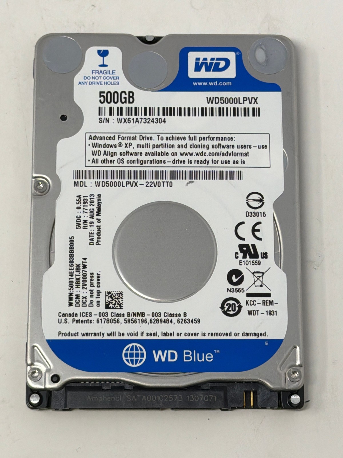 Western Digital WD5000LPVX 500GB SATA Grade B