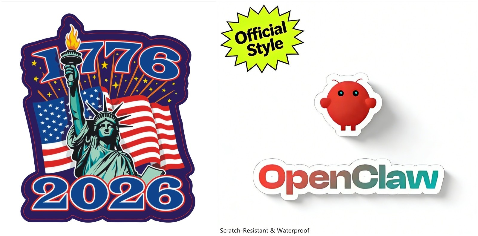 OpenClaw USA 250th Anniversary Kiss-Cut Vinyl Sticker 2-Pack Patriotic Gift Set