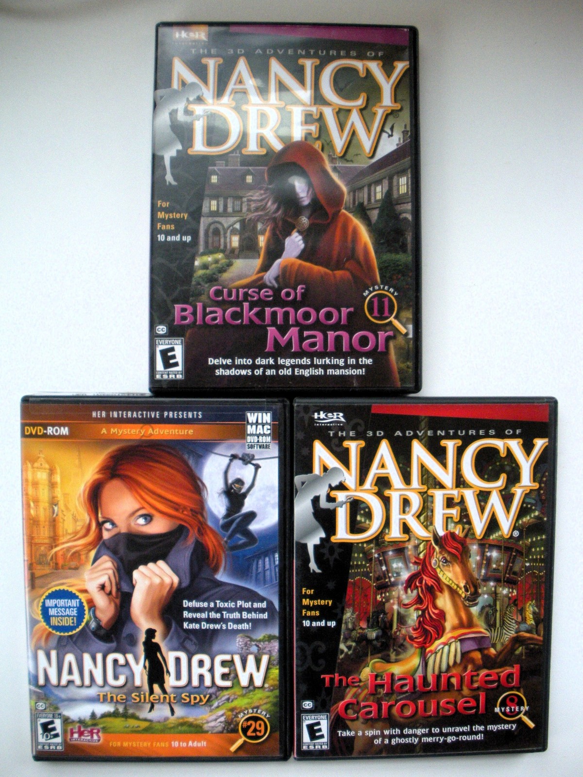 NANCY DREW Mystery Adventure Lot of 3 HER Interactive Games WIN MAC #s 8 11 29