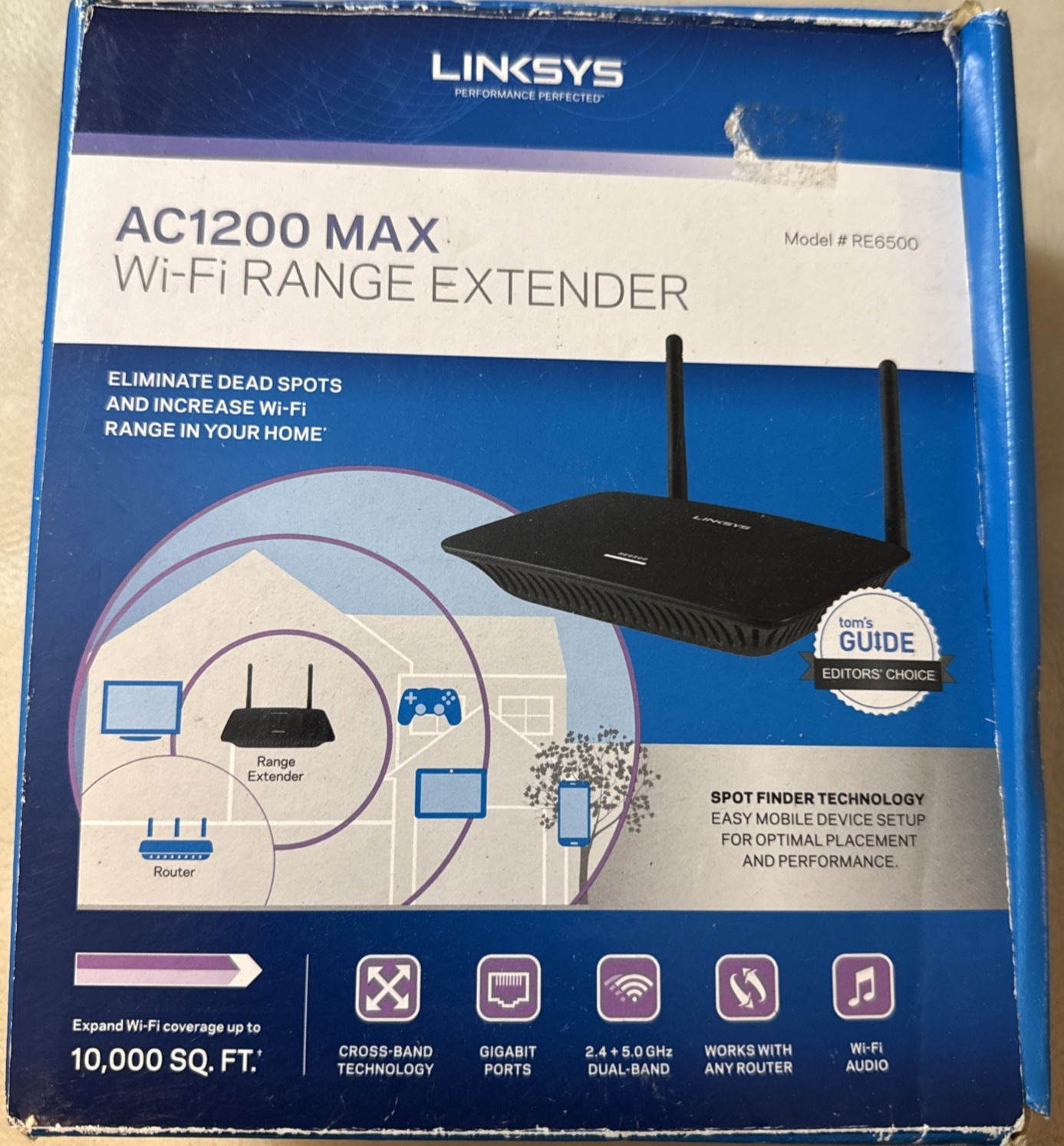 Linksys RE6500 Dual Band Wireless AC Range Extender AC1200 Used Tested Reset