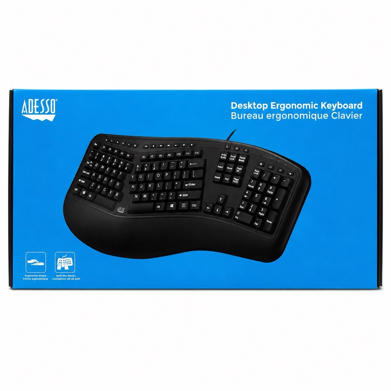 Adesso Tru-Form Media 150 AKB-150UB Ergonomic USB Wired Keyboard New Open Box