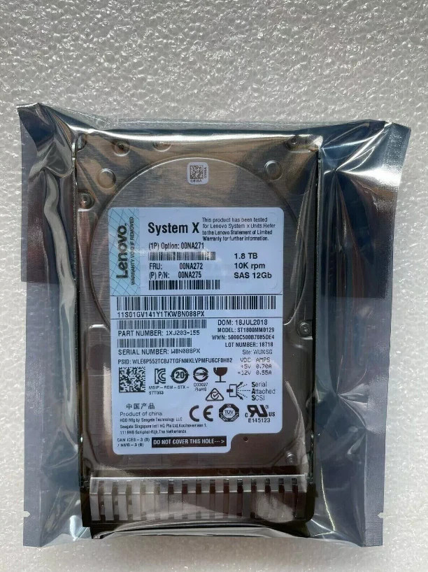 NEW Lenovo IBM 00NA271 00NA272 1.8TB 10K 12Gb/s 2.5" SAS G3HS 512e Disk Drive