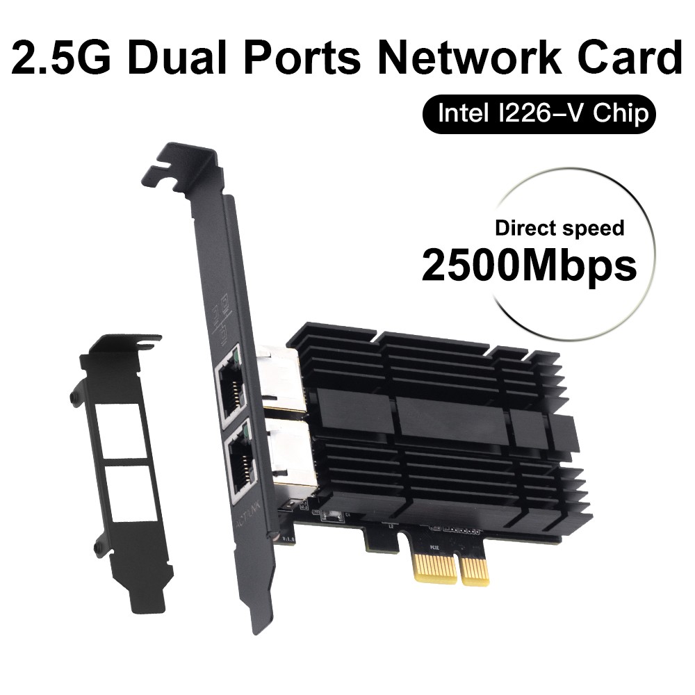 Intel I226 2.5Gbps PCIe Ethernet Card Gigabit LAN Adapter for Desktop Windows