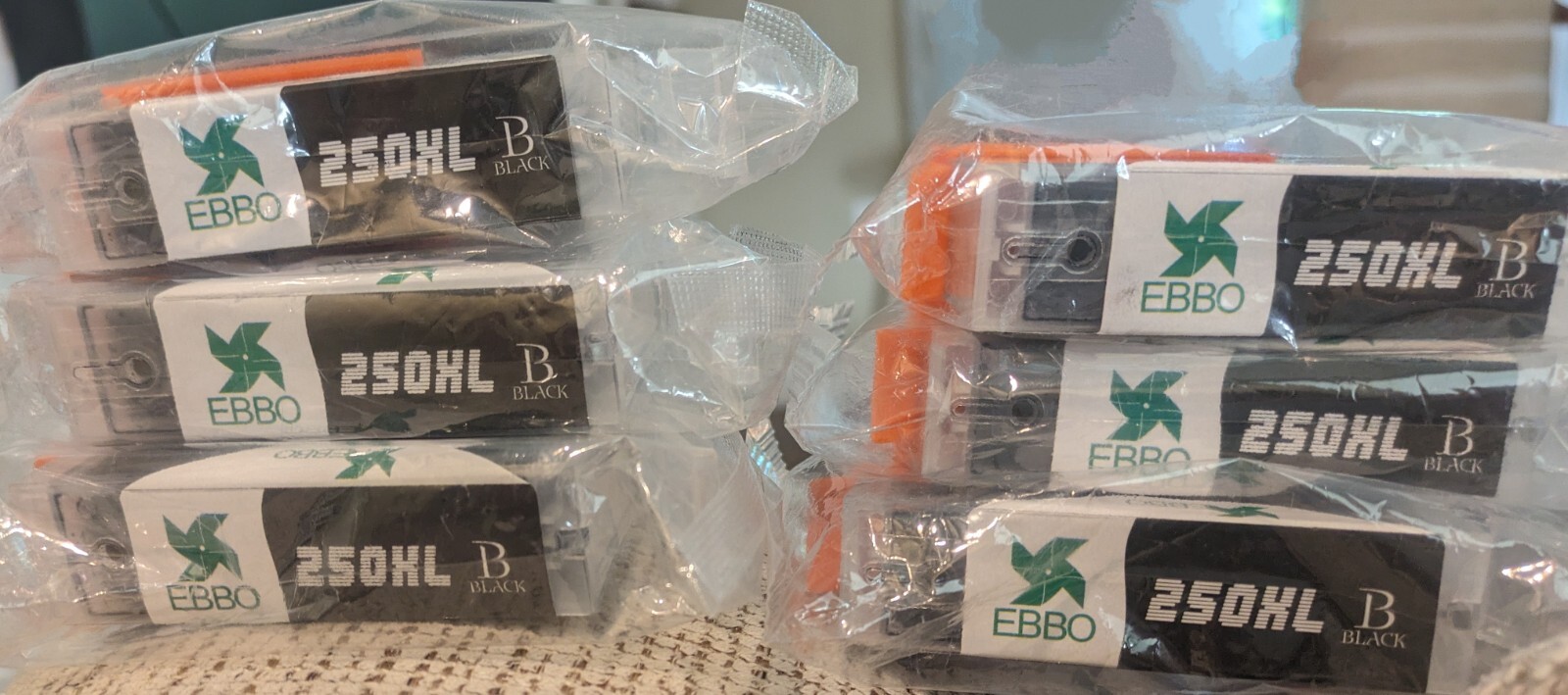 Canon Printer Lot of (6) 250XL Black Ink Cartridges for  EBBO Ink NEW Sealed 