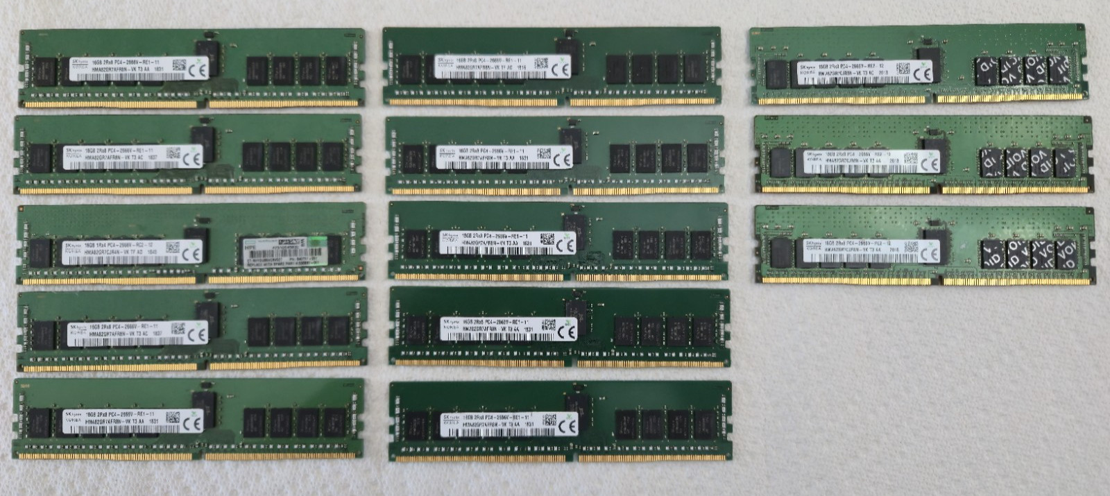 Lot of 13 Various SK hynix 16GB 2666 Server RAM. May have damage, not tested.