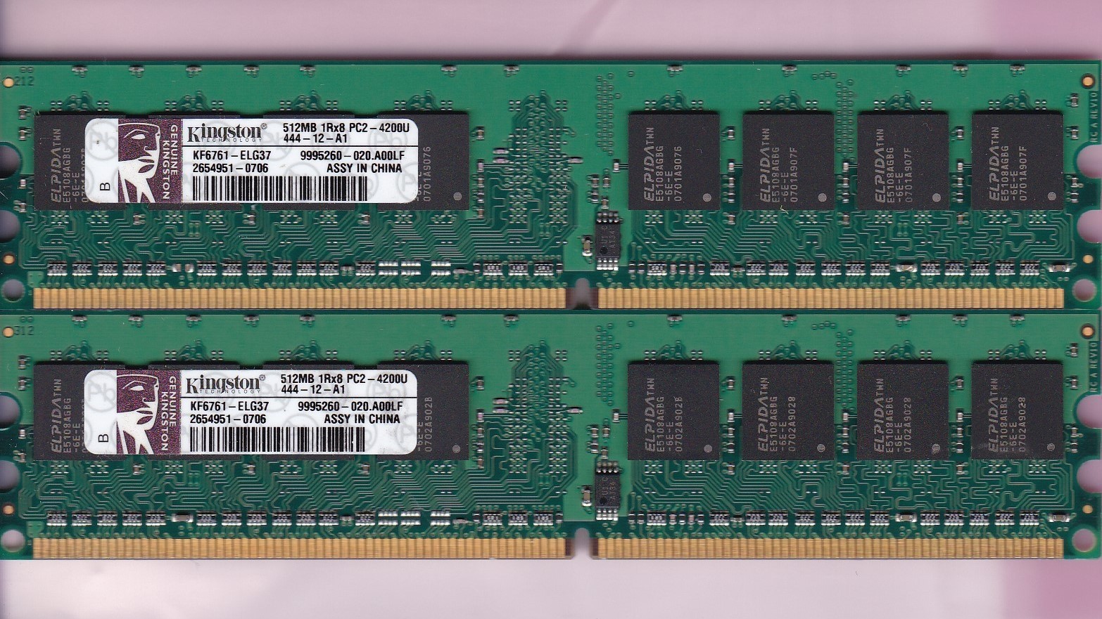 1GB 2x512MB PC2-4200 KINGSTON KF6761-ELG37 DDR2-533 Desktop Ram Memory Kit DIMM
