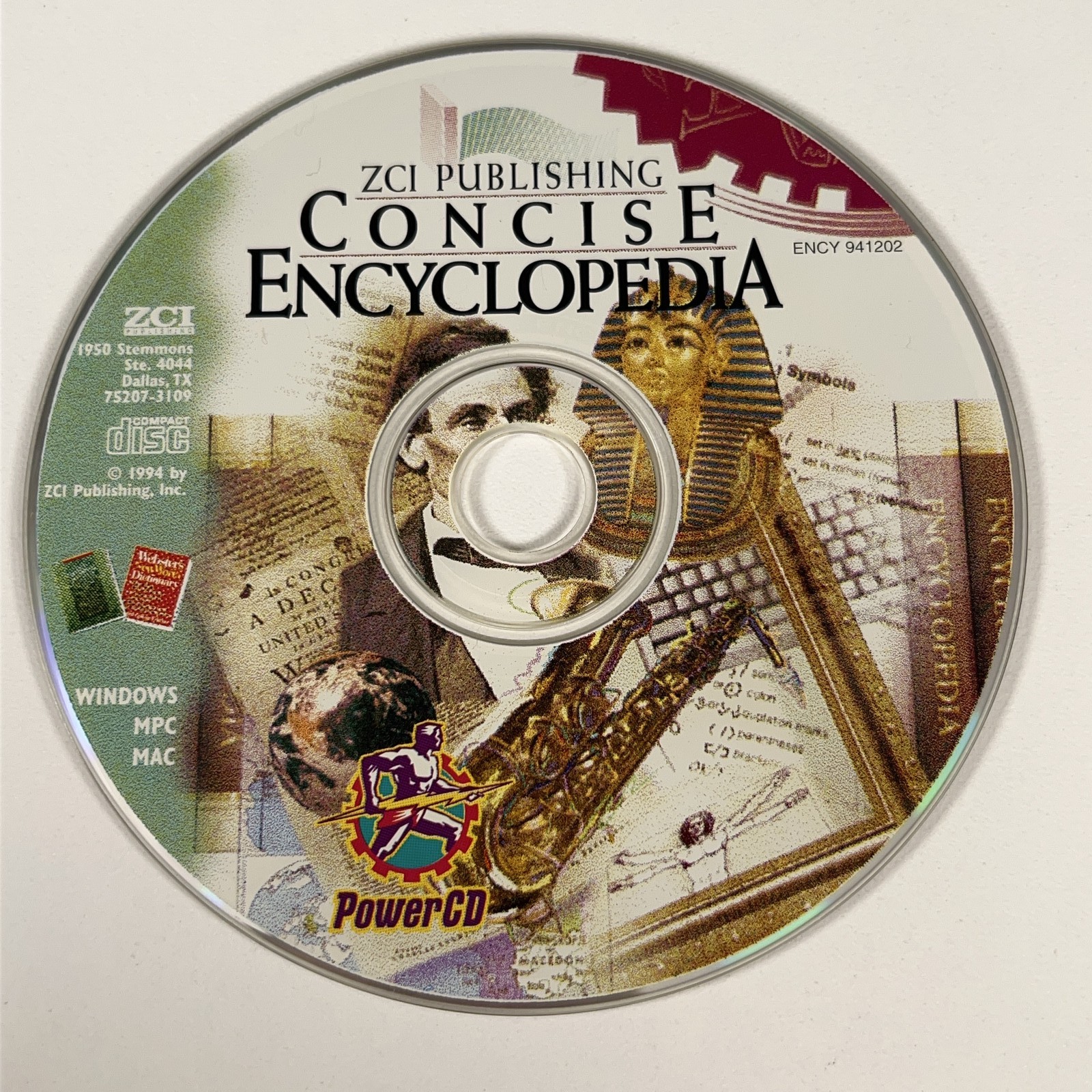 Vintage 90s ZCI Publishing Concise Encyclopedia PowerCD Windows Mac MPC CD-ROM