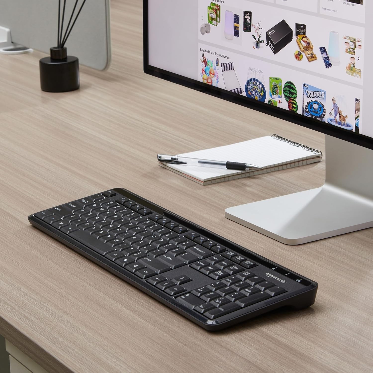 Wireless Keyboard Quiet Compact US Layout QWERTZ Amazon Basics KS1-US