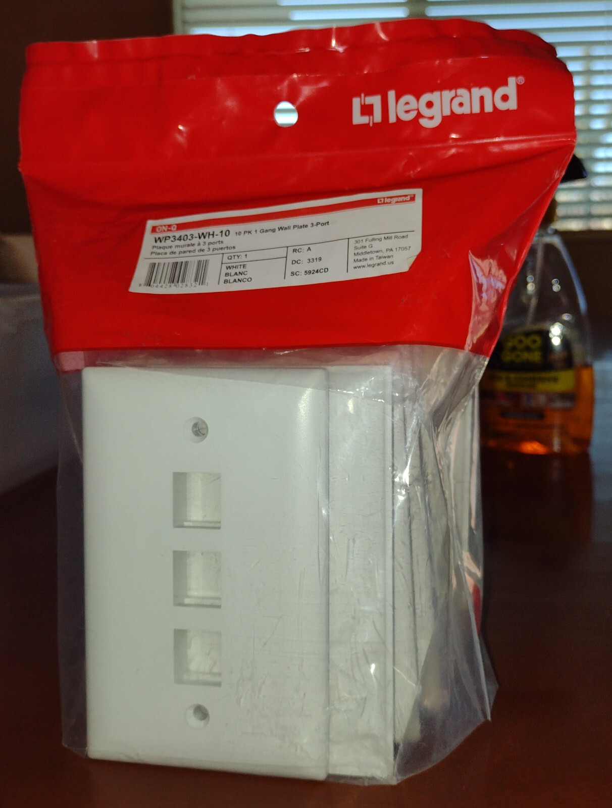 LEGRAND WP3403-WH-10, 10PK 1 GANG WALL PLATE 3 PORT, BRAND NEW, UNOPENED