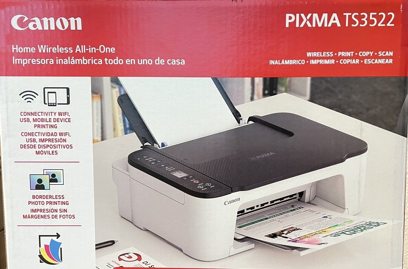 New Canon PIXMA TS3520 (3722) All in One Printer-Wireless-Print-Red Box For Gift