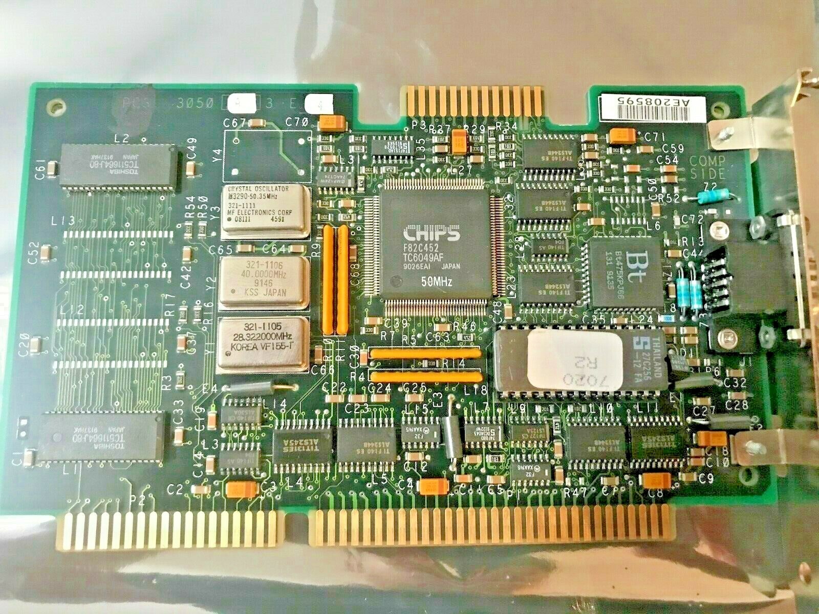 VINTAGE WANG LABS CHIPS F82C452 CHIPSET 256K 16-BIT ISA VGA CARD  2 CHIP MXB33