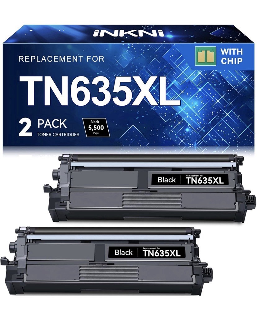 Inkni Compatible Black Toner Cartridge Replacement for Brother TN635XL – 2-Pack