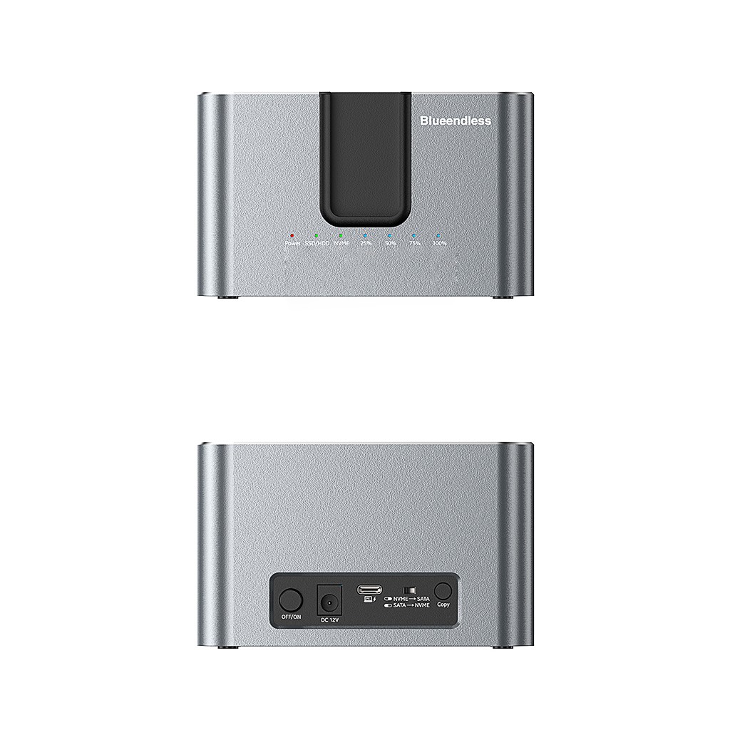 Blueendless HD01N Dual-Bay Dock for HDD & M.2 NVMe SSD, Offline Cloner