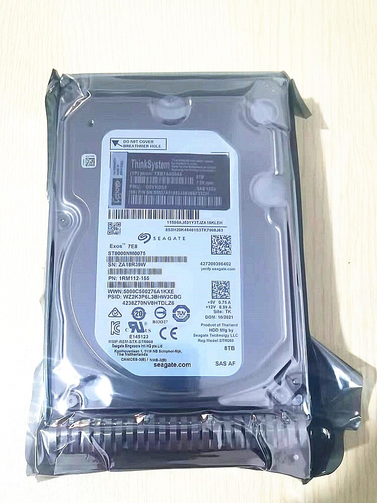 NEW 00YK034 7XB7A00045 3.5" 8TB 7.2K SAS 12G SR550 SR650 Hard Drive