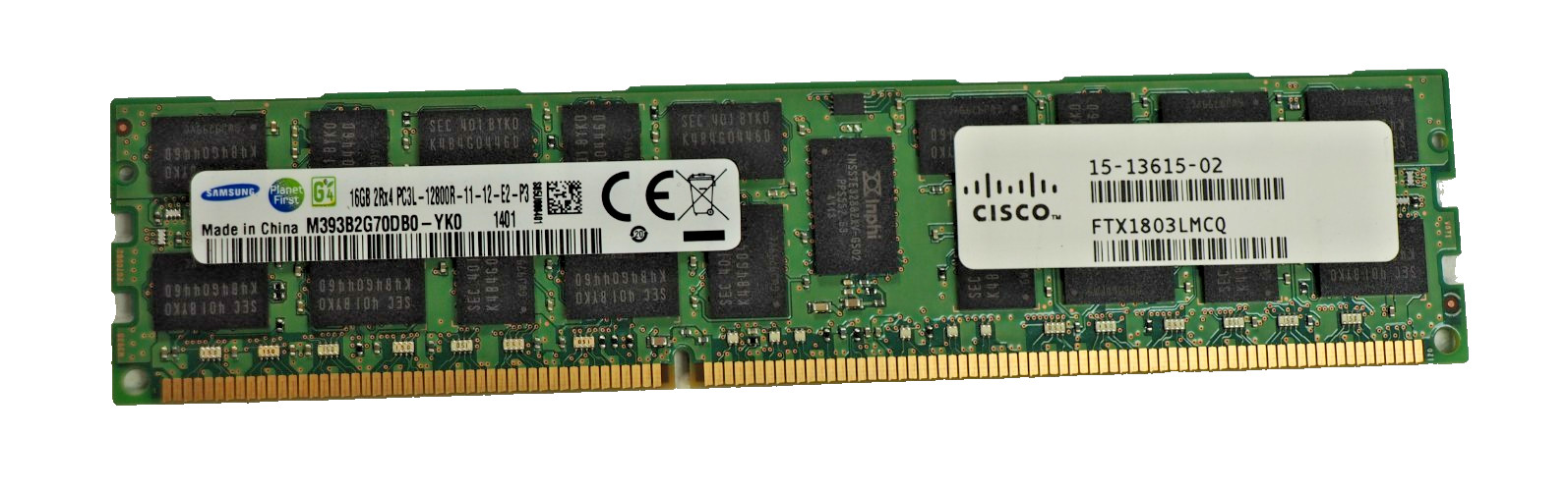SAMSUNG 16GB 2Rx4 PC3L-12800R M393B2G70DB0 ECC REG Server Memory RAM