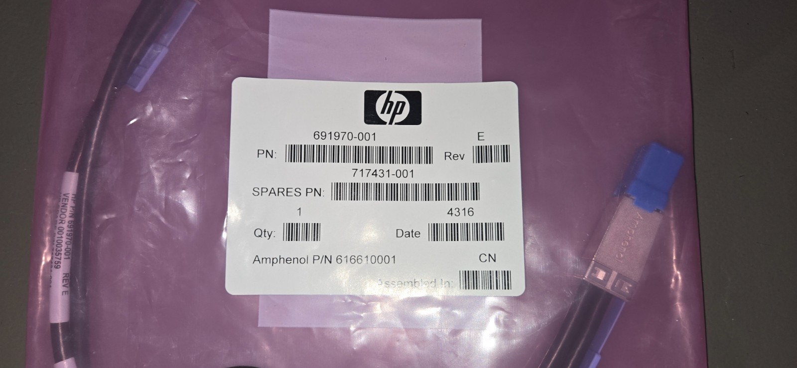 HPE EXTERNAL 0.5M Mini SAS - Mini SAS Cable 717431-001 691968-B21 691970-001 NEW