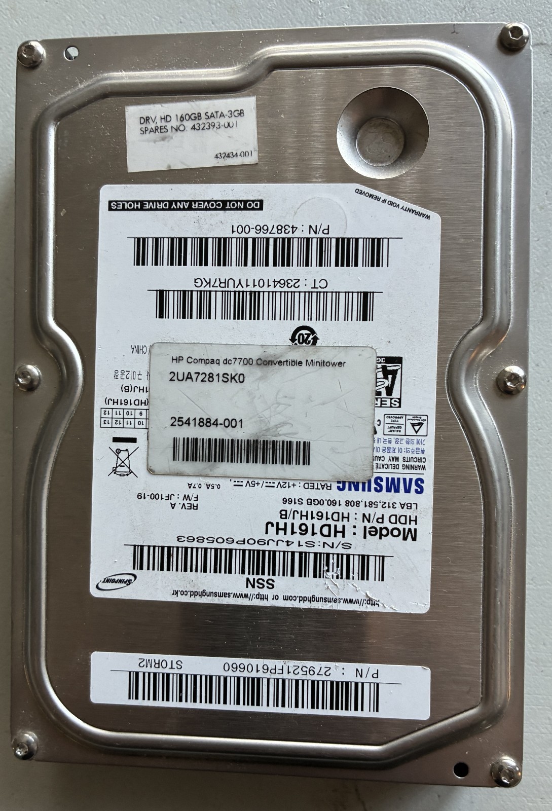 Dell 160GB 7200 RPM SATA 3.5" HDD Samsung HD161HJ version - Tested OK