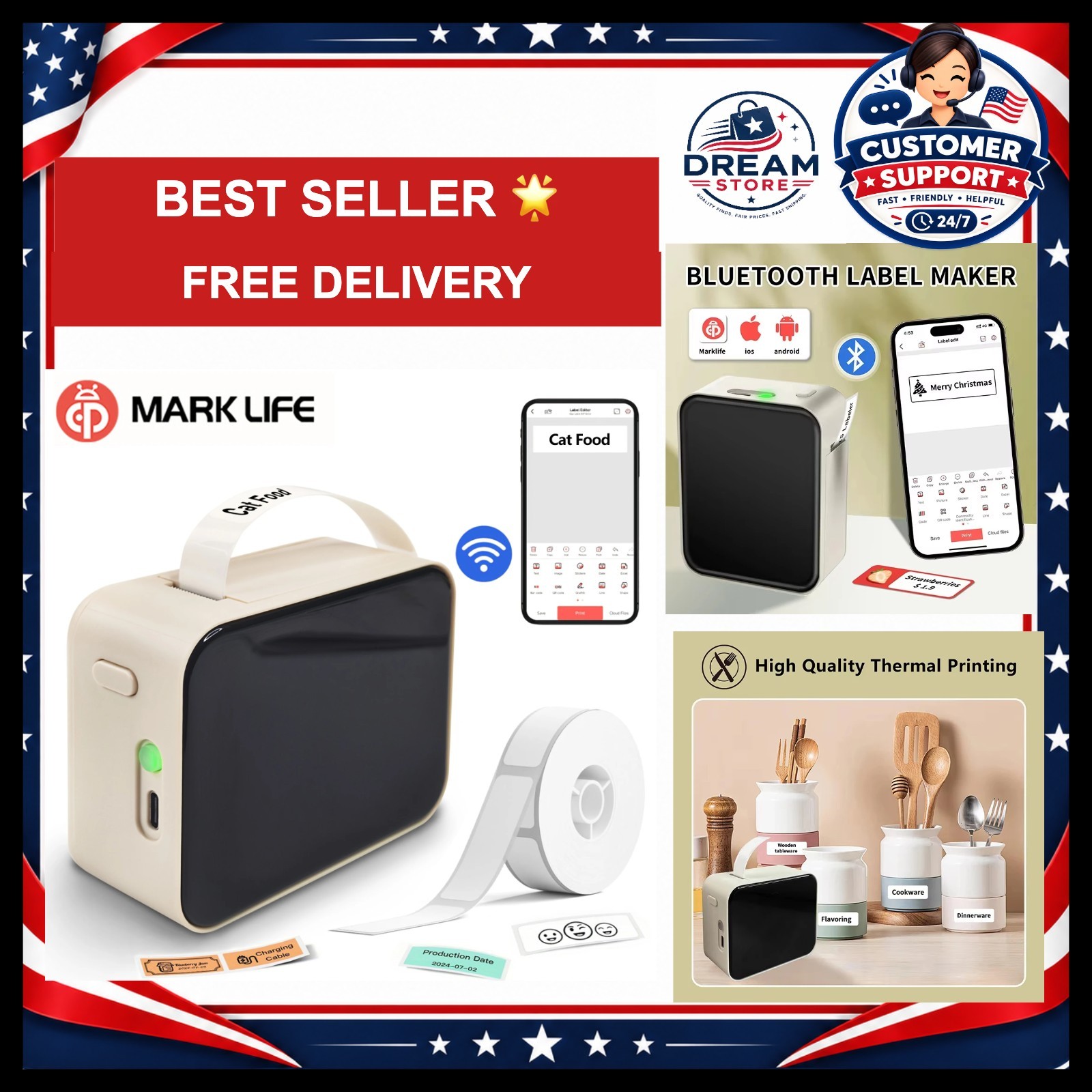 Marklife P15 Mini Portable Label Printer Smart Pocket Printer Thermal Adhesive