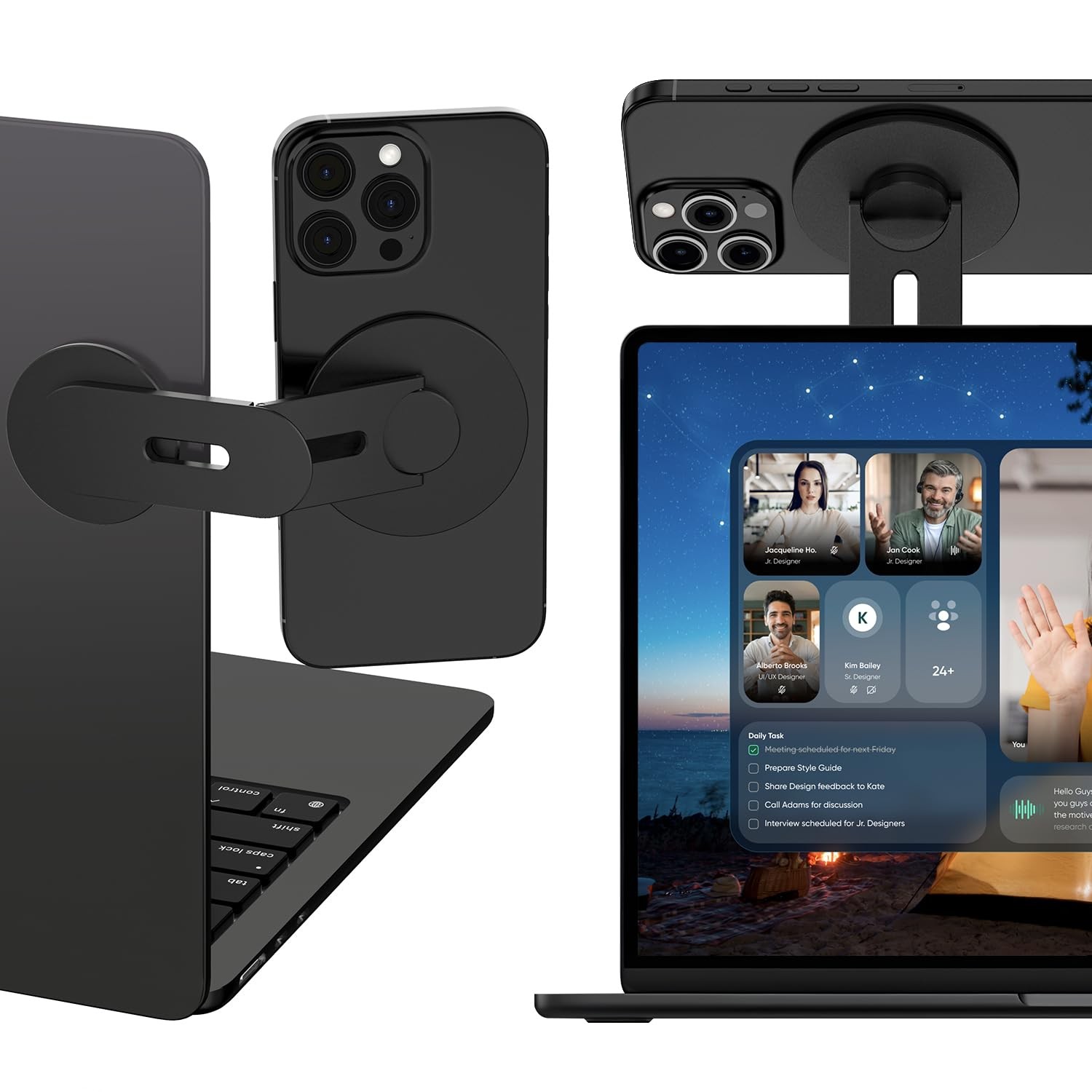 Magnetic Phone Holder for Laptop, 360° Adjustable MacBook Monitor Side Mount ...