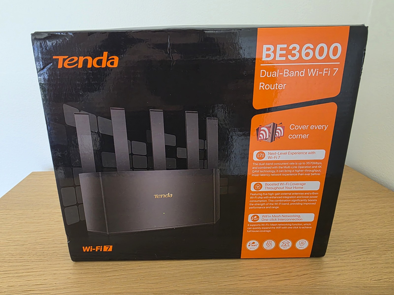 Tenda BE3600 Dual Band WiFi 7 Router (RE3L)– 3x1G Ports MLO, VPN, NFC