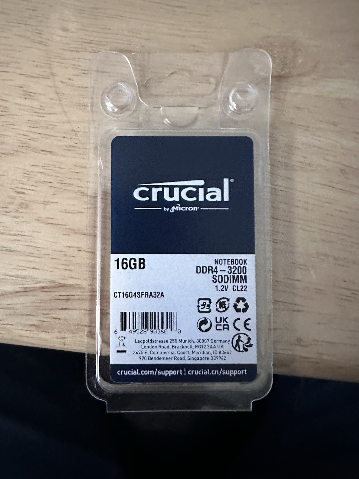Crucial 16 GB DDR-4 3200 Sodimm Module Notebook Memory PC4