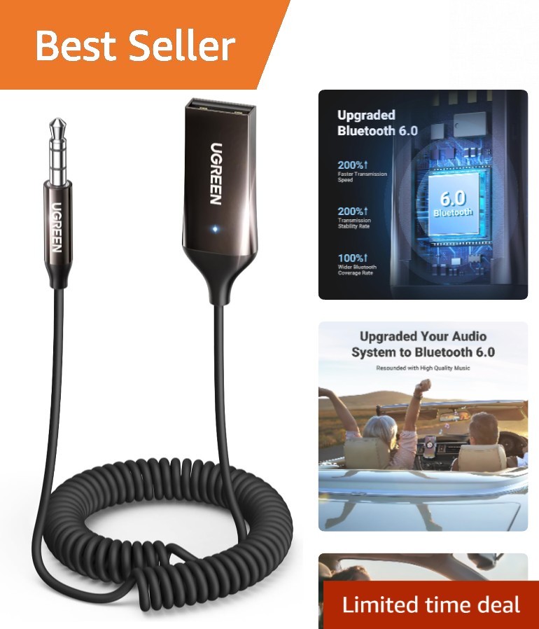 Durable Zinc Aux to Bluetooth Receiver - Plug and Play for Cars and Homes