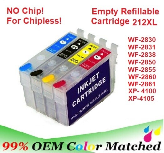 212XL 212  Alternative No Chip Refillable Cartridge for WF-2830 WF-2850 XP-4100