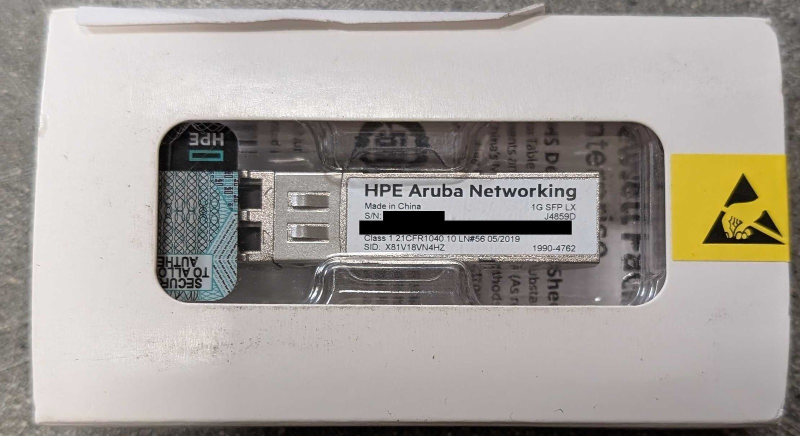 J4859D HPE ARUBA NETWORKING 1G SFP LC LX 10KM SMF TRANSCEIVER J4859-61401