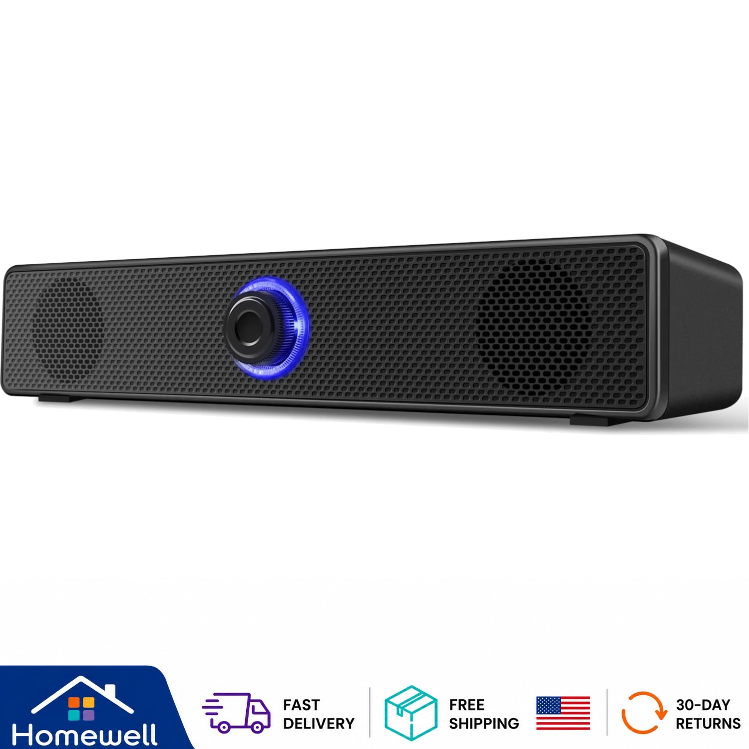 Sleek USB-A Powered Dual Speakers with 3.5mm AUX - Immersive Audio Experience