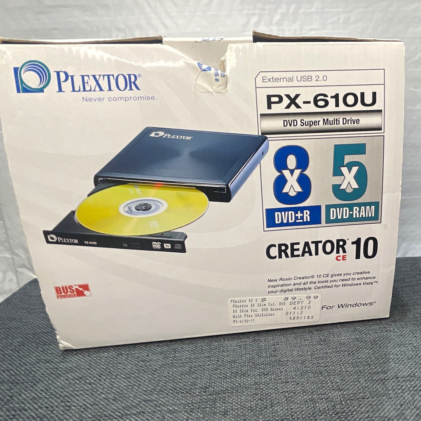 RARE New in Box Plextor PX-610U External Slim DVD Burner Multi-Drive – Brand New