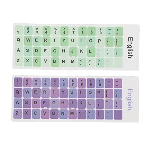 2Pcs PVC English Keyboard Replacement Letter Stickers, Colorful Background and
